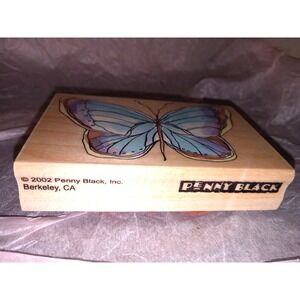 2002 Penny Black Butterfly Blue Wings Wood Rubber Stamp Scrapbook Journal Craft